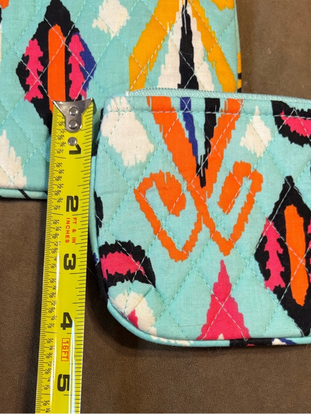 Vera Bradley- Set of 2- Mint Green Quilted Cosmetic Pouches - Picture 8 of 10